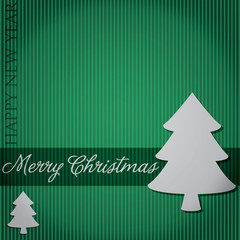 Cut out "Merry Christmas" tree card in vector format.