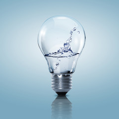 Electric light bulb with clean water