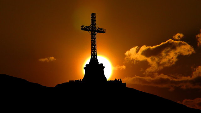 Romania Heroes cross sunset