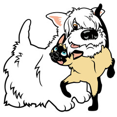cartoon terrier and cat