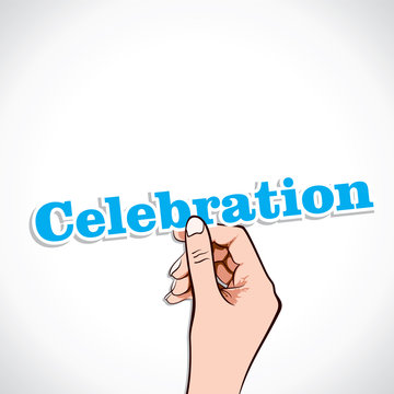 Celebration word in hand stock vector