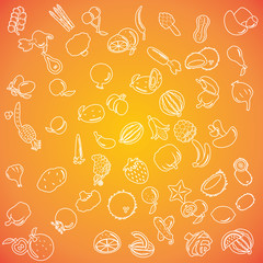 Set of fruits and vegetables icons