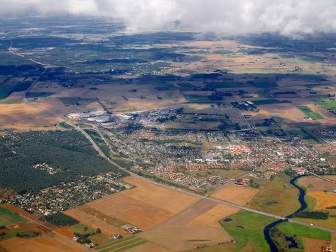 Aerial view of Loddekopinge city in Sweden
