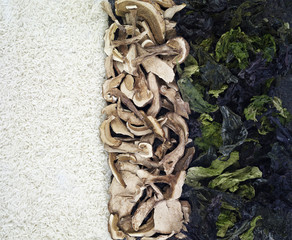 rice, mushrooms and seaweed © nosha