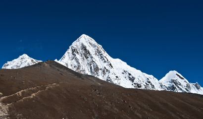 Pumori and Kala Patthar mountains in Himalayas