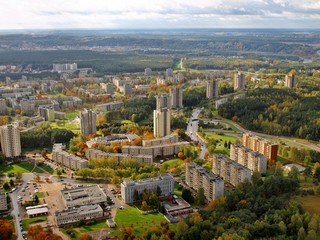 Fototapeta premium Aerial Vilnius city view from television tower
