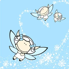 Door stickers Sky Snow fairies