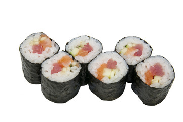 Роллы с лососем и красной икрой