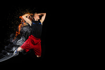 Basketball player with a ball