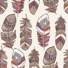 seamless ethnic Indian feathers plumage  pattern