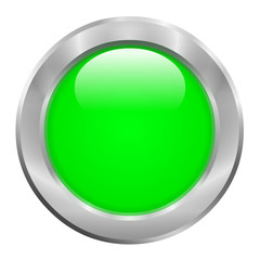 Bouton vert avec contour métallique