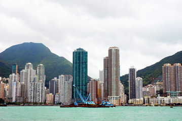 Obraz premium China, Hong Kong island waterfront buildings