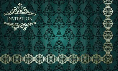 Elegant vintage invitation with seamless wallpaper