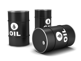 Oil barrels on a white background