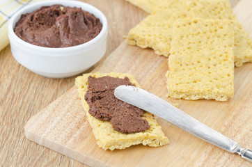 cracker with chocolate paste horizontal