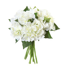artificial bouquet of  hydrangeas on a white background