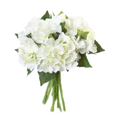 Photo sur Plexiglas Hortensia artificial bouquet of  hydrangeas on a white background
