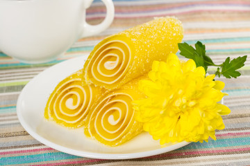 yellow Fruit Candy on a plate