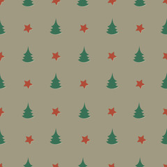 Seamless stars and pines background