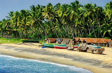 Goa fishing village - obrazy, fototapety, plakaty