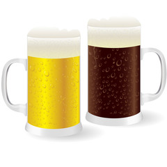 Two mugs of beer