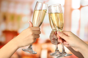 Corporate party sparkling champagne glasses