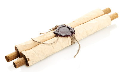 Old scroll isolated on white