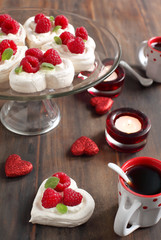 Heart Shaped Pavlova with Raspberries