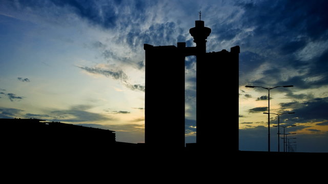 Serbia Novi Beograd Zapadna kapija blue sunset