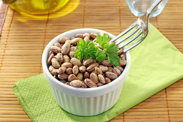Borlotti beans on the table
