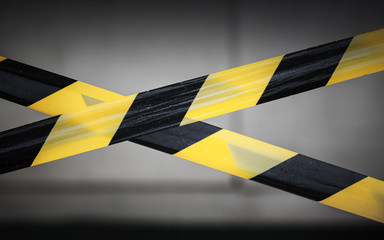 Black and yellow striped tapes. Restricted area border