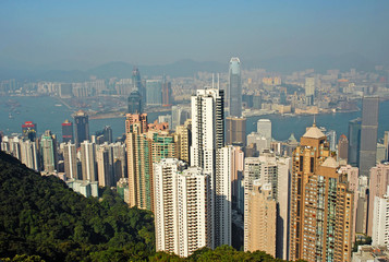 China, Hong Kong cityscape from the Peak_