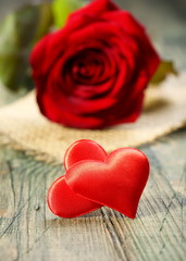 Fototapeta premium Two red hearts.