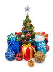 Fototapeta na wymiar Christmas tree & gift boxes-23