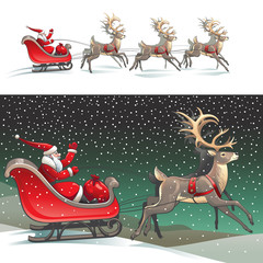 Santa sleigh and reindeers