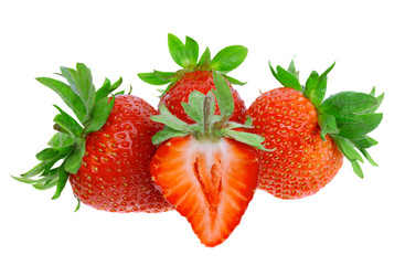 A heap of fresh strawberries on white.Isolated