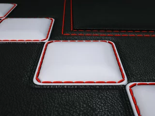 Crédence de cuisine en verre imprimé Cuir Gros plan du motif en cuir avec losanges et point rouge