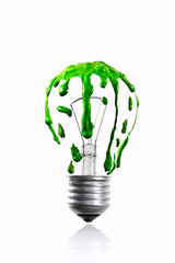 Green color dripping shape light bulb
