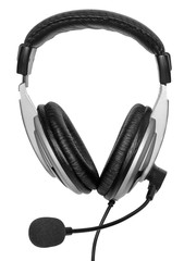 Big headset with a microphone. Isolated