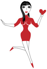 girl running with heart in hand