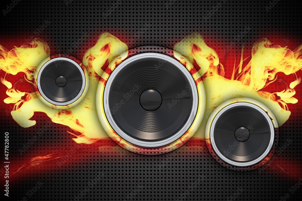 Wall mural fire speakers