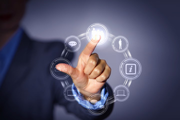 hand pushing on a touch screen