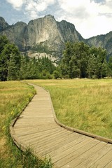 Fototapeta na wymiar Drewniany Pathway w Yosemite