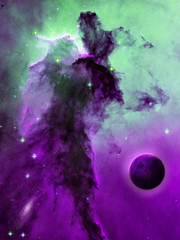 Obraz na płótnie Canvas planeta w pobliżu mgławicy z nowej gwiazdy formacji