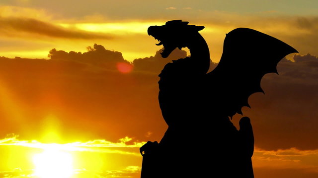 Slovenia Dragon bridge and monument sunrise
