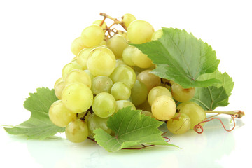 ripe sweet grapes isolated on white.