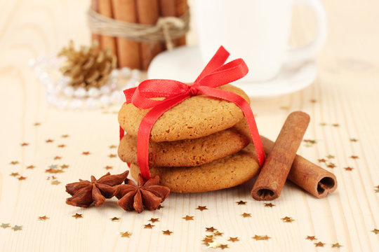 Cookies for Santa: Conceptual image of ginger cookies, milk and