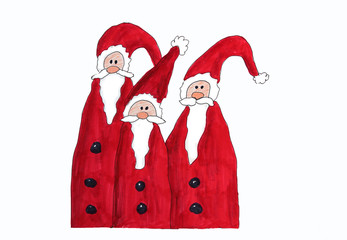Kinderzeichnung drei Nikoläuse