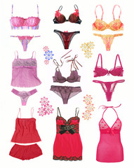 collection of fashionable women's lingerie