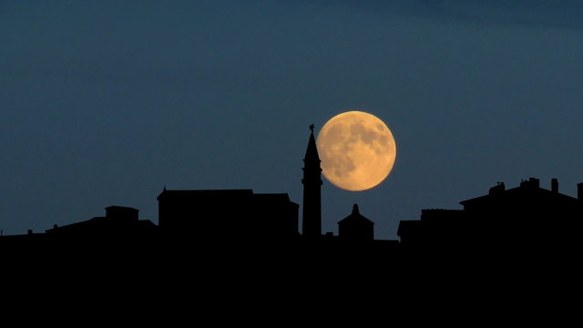 Slovenia Piran moonrise